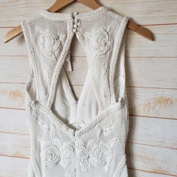 Not So Serious by Pallavi Mohan Deep V-Neck Mini Dress Sleeveless White Small - Picture 11 of 15